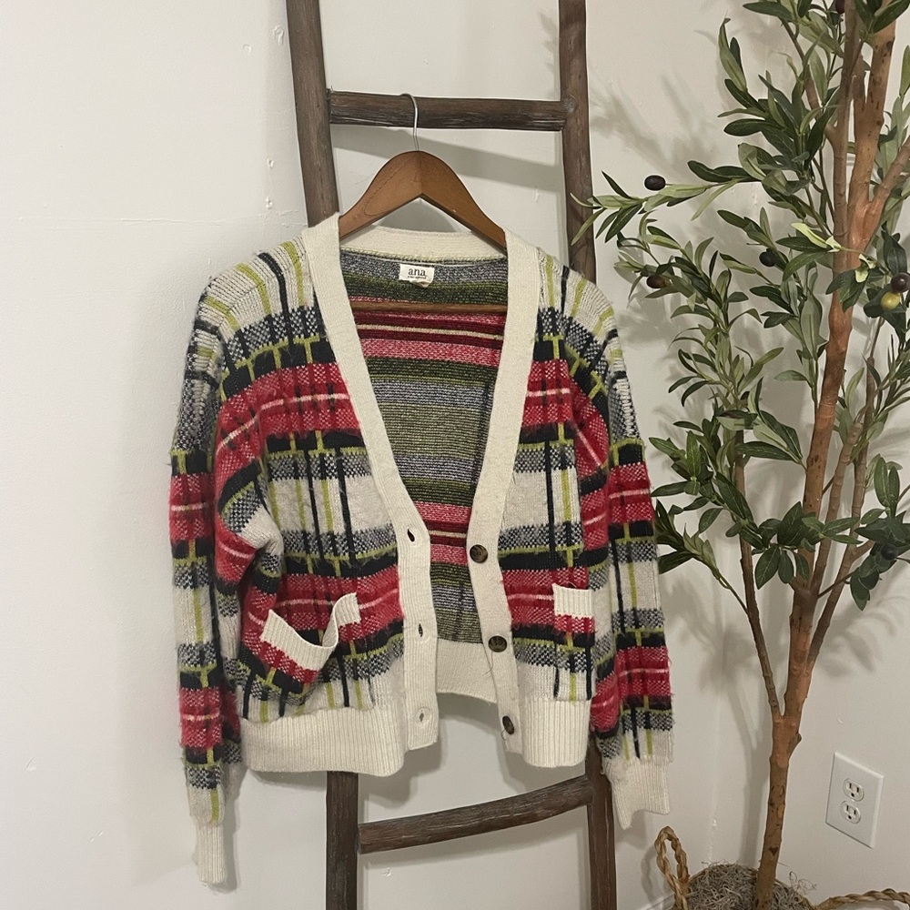a.n.a Multicolor Plaid Women's Cardigan